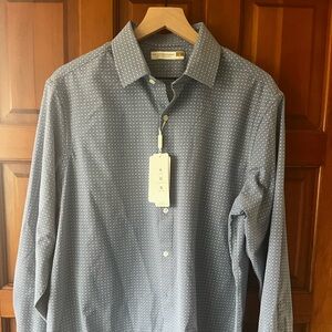 Hart Schaffner Marx Blue Micro-Pattern Button-Down Shirt
